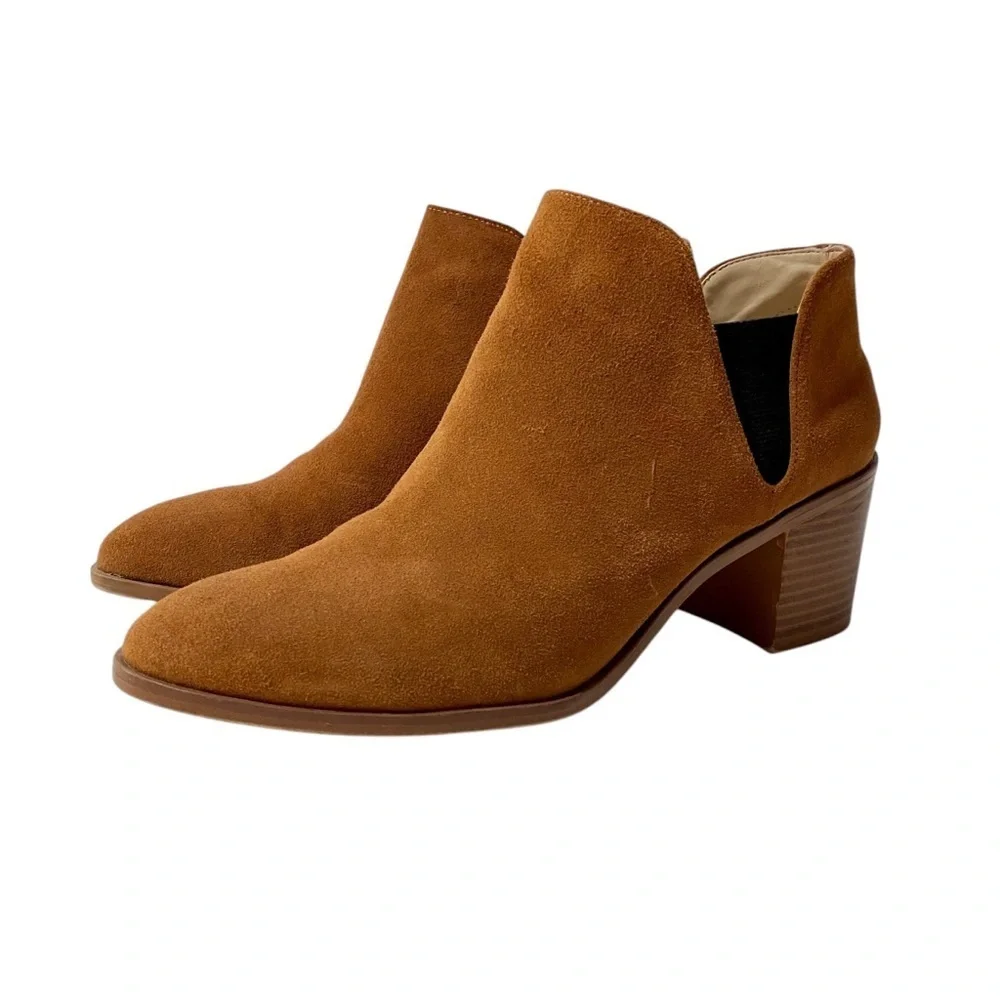ZARA Basic Collection Brown Slip-on Suede Ankle Booties Size US 8.5 EU 39